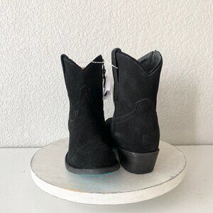 Lane PLAIN JANE Womens Cowboy Booties 7.5 Western Black Suede Short Ankle Boots